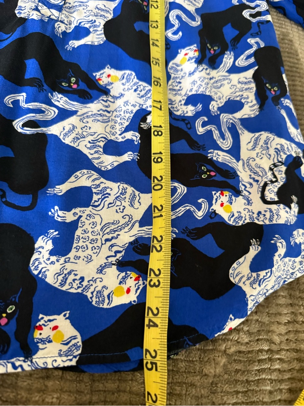 The Art of Anthropologie Blue & Black Cat-Print Button Front Blouse Size Small - Picture 5 of 5